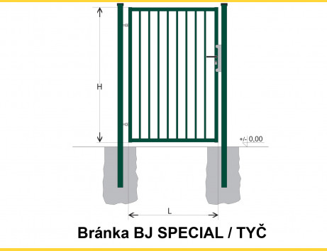 Gate BJ SPECIAL 1200x1000 / TYČ / ZN+PVC6005