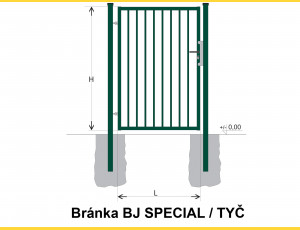 Gate BJ SPECIAL 2000x1000 / TYČ / ZN+PVC6005