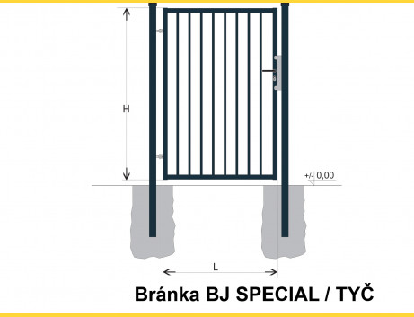 Gate BJ SPECIAL 1300x1000 / TYČ / ZN+PVC7016