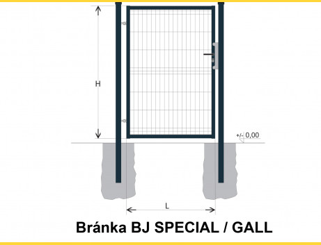 Gate BJ SPECIAL 1600x1000 / GALL / ZN+PVC7016