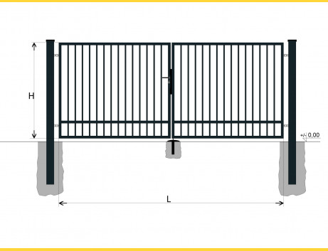 Gate BD SPECIAL 1200x3500 / TYČ / ZN+PVC7016