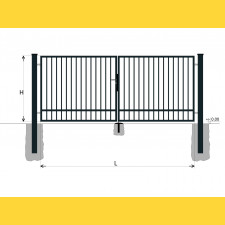 Gate BD SPECIAL 1600x3750 / TYČ / ZN+PVC7016