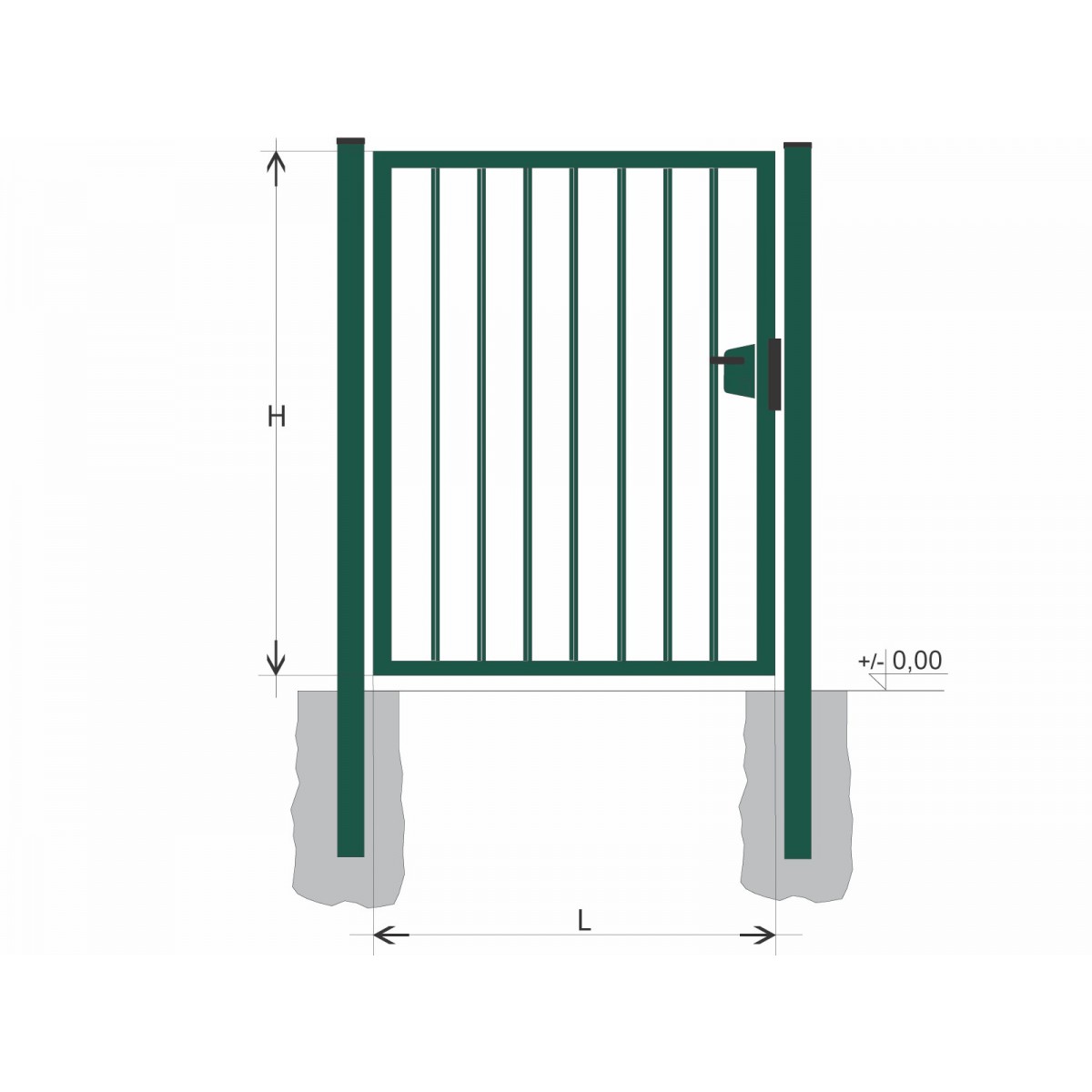 Gate BJ SOLID 1250x1200 / TYČ / ZN+PVC6005