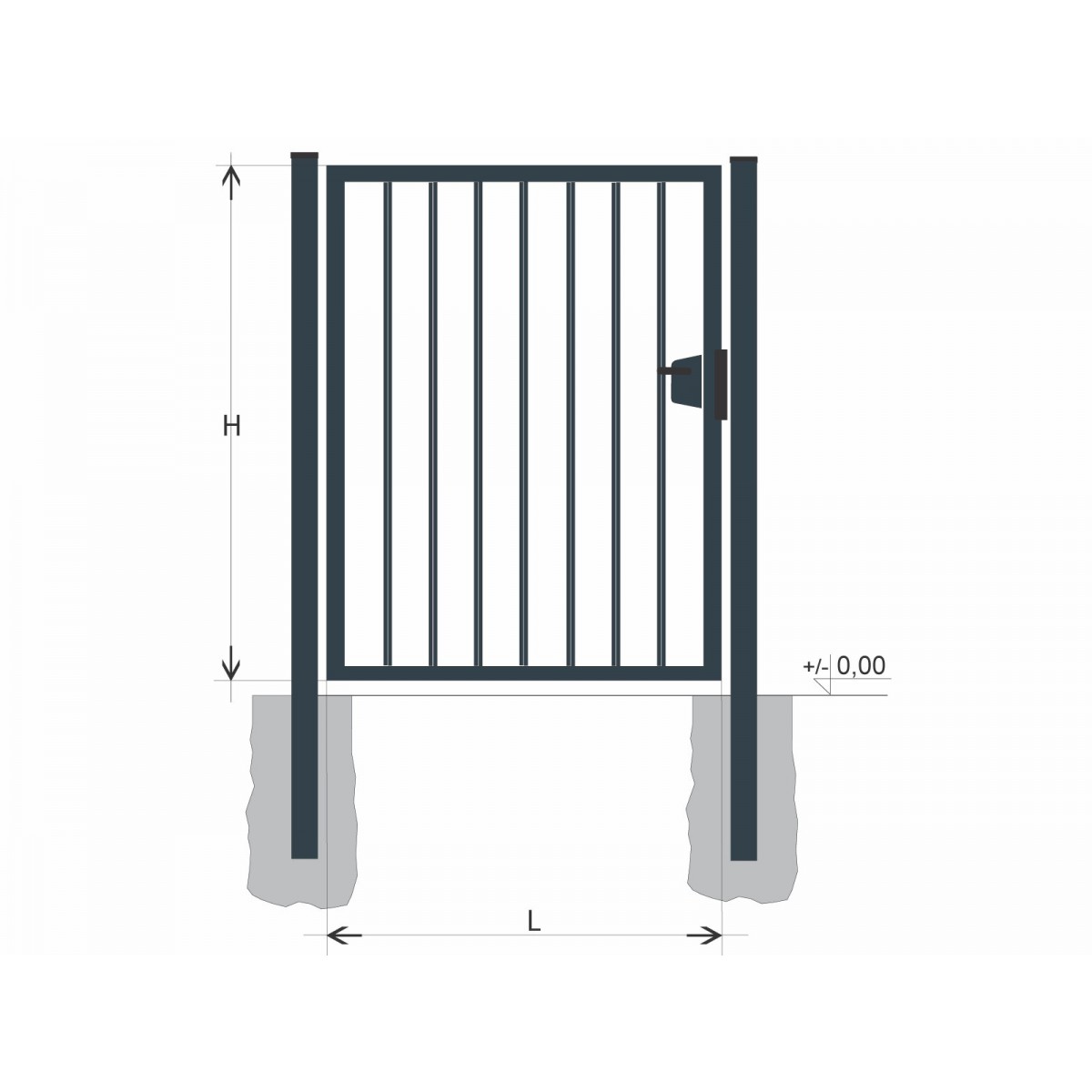 Gate BJ SOLID 2000x1200 / TYČ / ZN+PVC7016