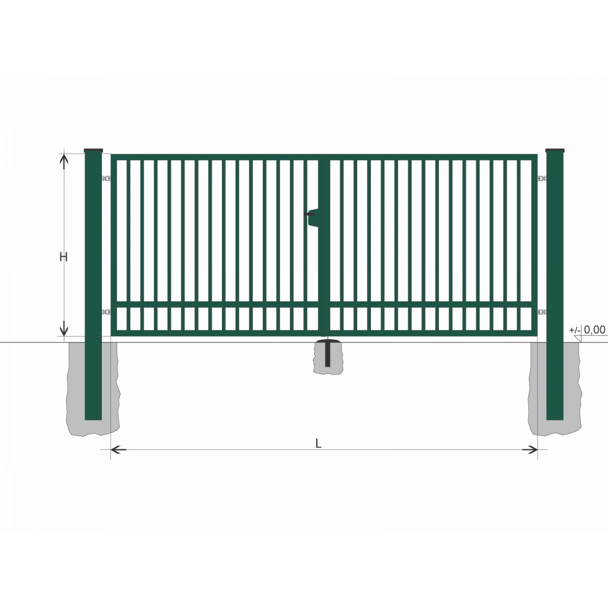 Gate BD SOLID 1600x6500 / TYČ / ZN+PVC6005
