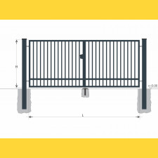 Gate BD SOLID 1400x6750 / TYČ / ZN+PVC7016