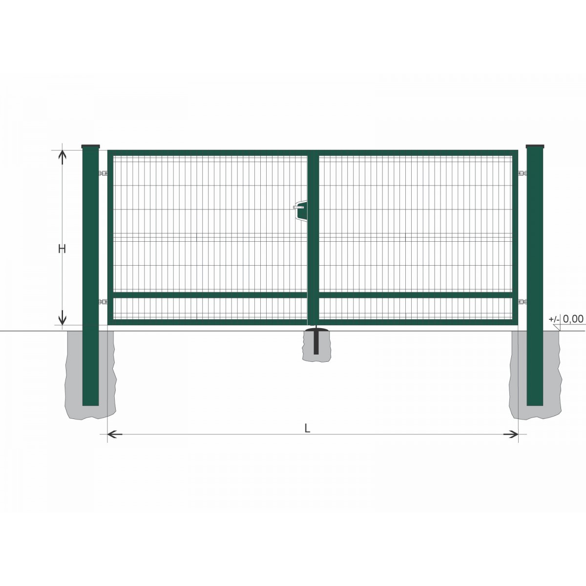 Gate BD SOLID 2000x9500 / GAL / ZN+PVC6005