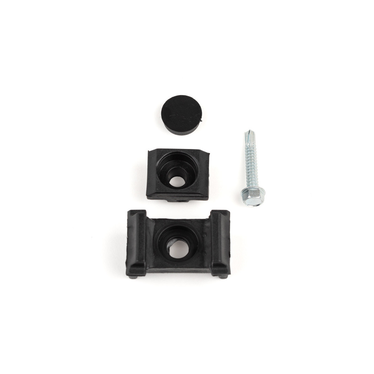 PVC universal clamp 40mm self-cutting / black / complete