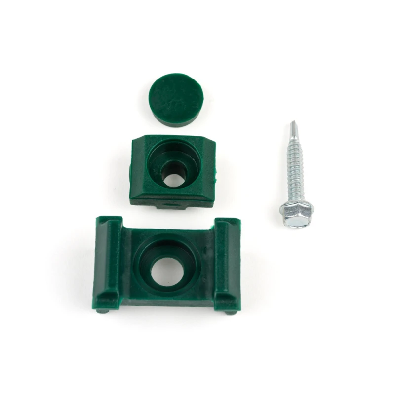 Příchytka PVC univerzální 40mm samořezná / zelená / kompletní