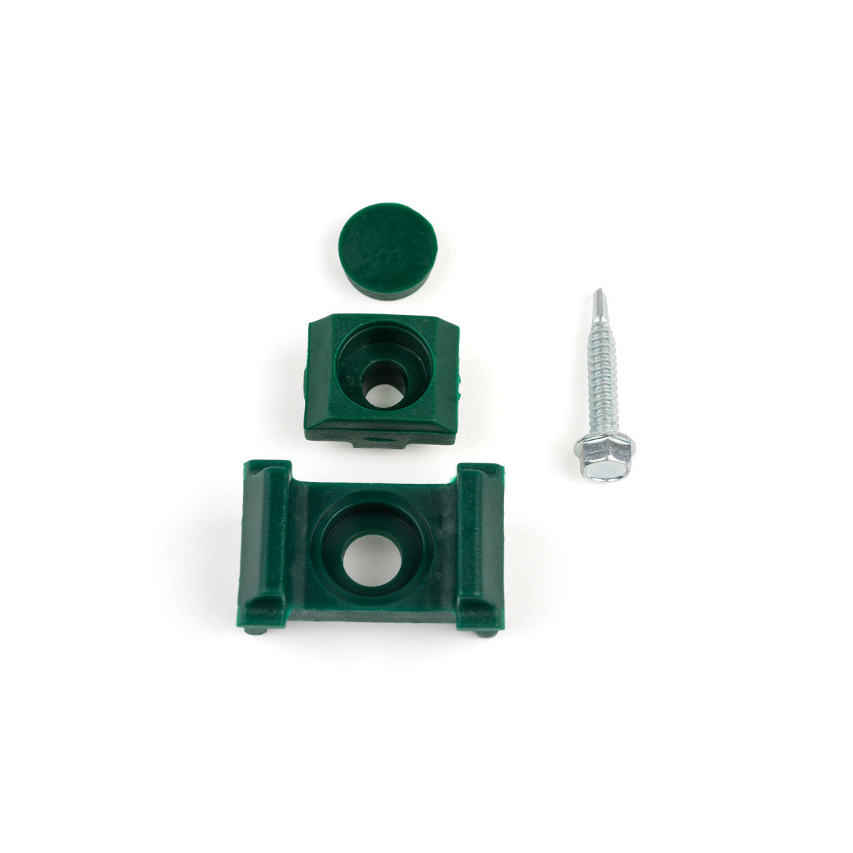 Příchytka PVC univerzální 40mm samořezná / zelená / kompletní