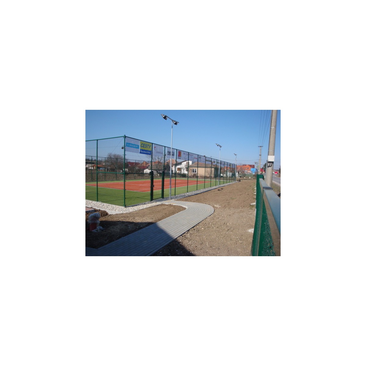 Chain link fence 45/3,00-1,90/400/18m / PVC BND / ZN+PVC6005 / TENIS