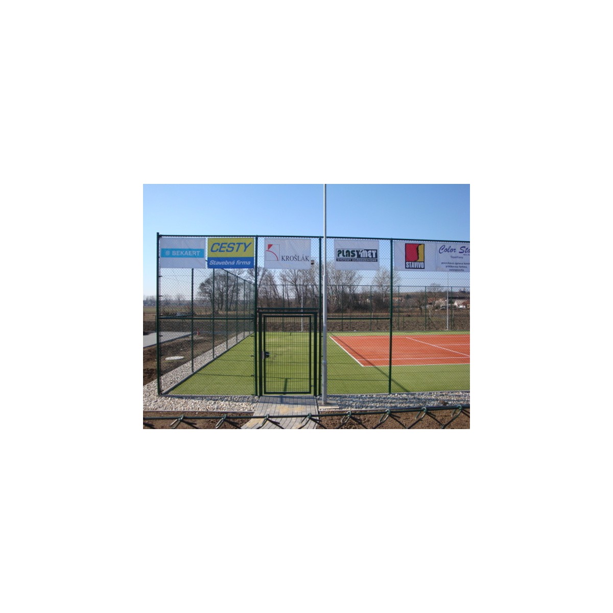 Chain link fence 45/3,00-1,90/400/18m / PVC BND / ZN+PVC6005 / TENIS