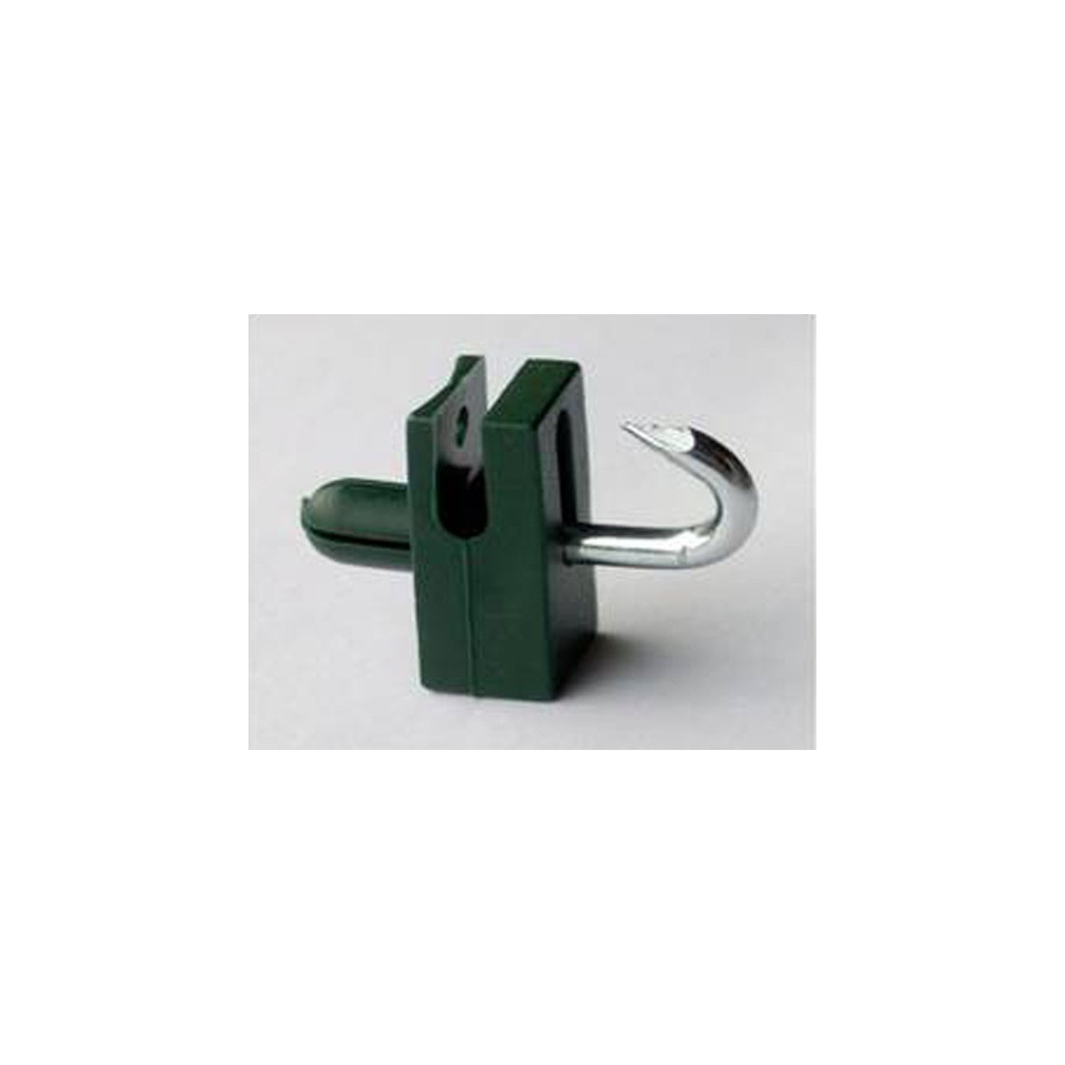 Connecting clip from plastic for tension wire with nail / green / packing 10 pcs