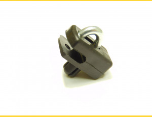 Connecting clip from plastic for tension wire with nail / black / packing 10 pcs