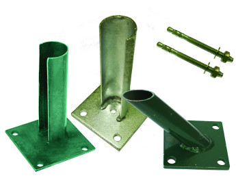 Base plates for posts and brace posts, fitting material